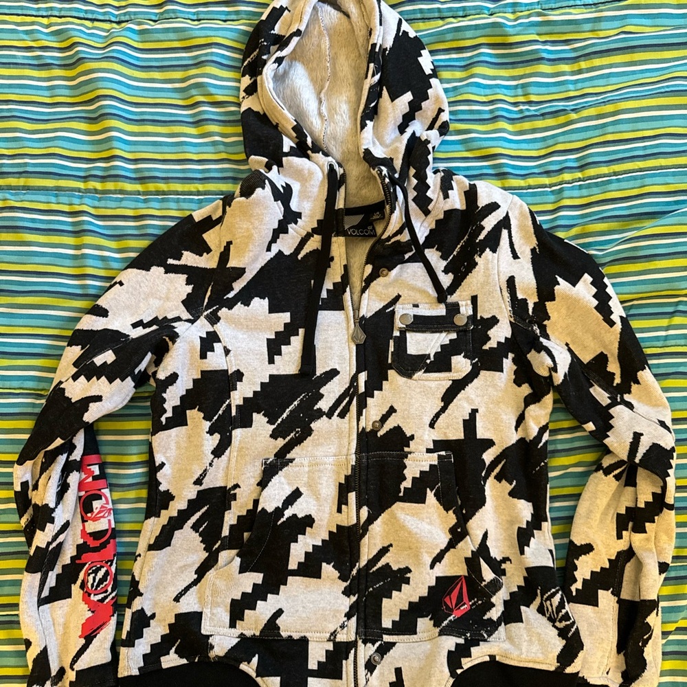 Volcom women’s Black and White Pixel Hoodie